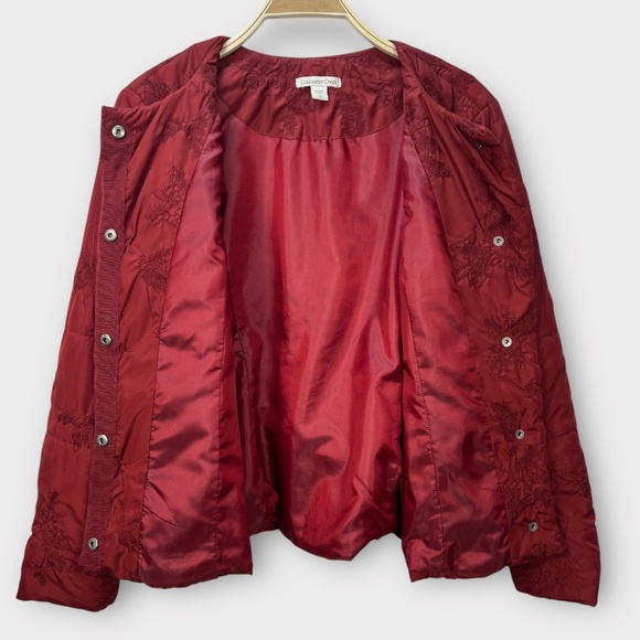 Coldwater Creek Women Quilted Jacket Burgundy Lightweight Coat L 14 Christmas - Picture 11 of 12